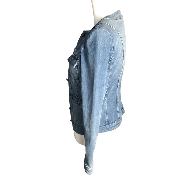 White House Black Market Women's Soft Denim Military Jean Jacket $160 Sz 4 - Picture 7 of 16